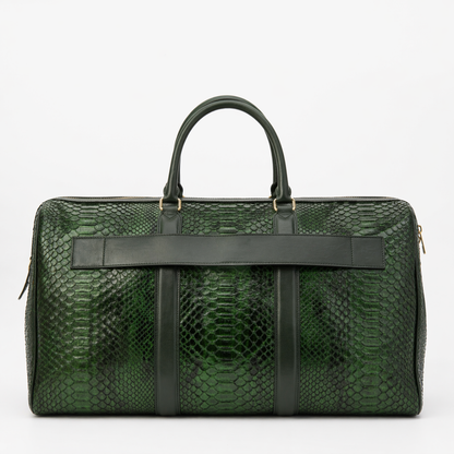The Velar Green Hand-Painted Python Leather Weekender Bag