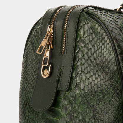 The Velar Green Hand-Painted Python Leather Weekender Bag