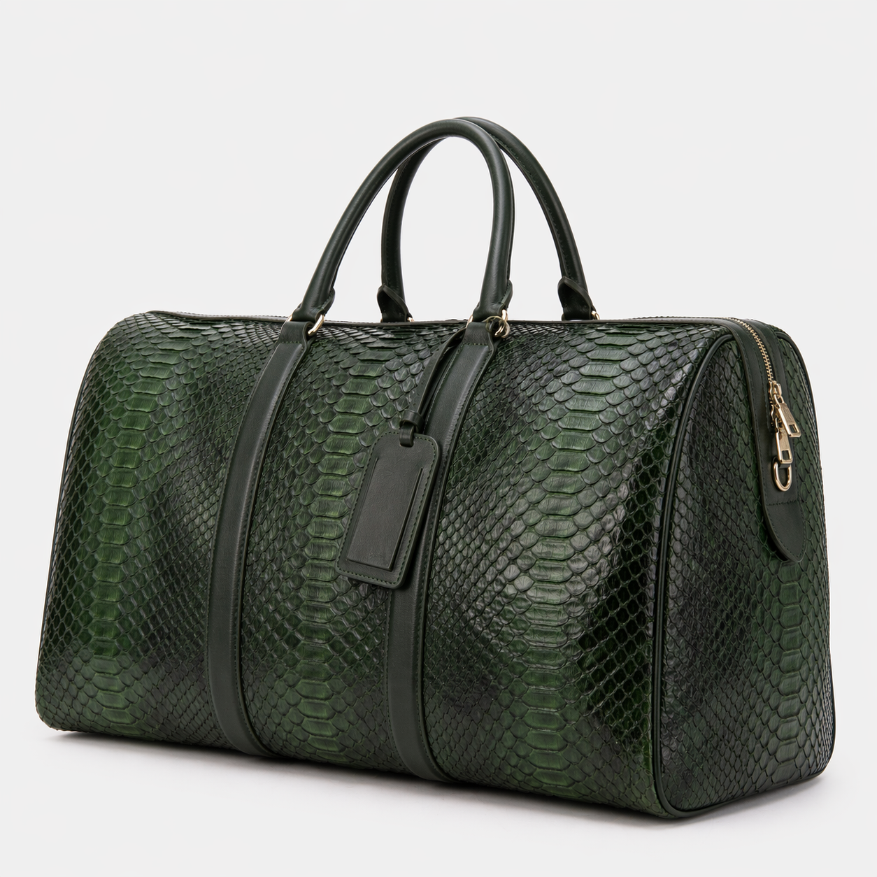 The Velar Green Hand-Painted Python Leather Weekender Bag