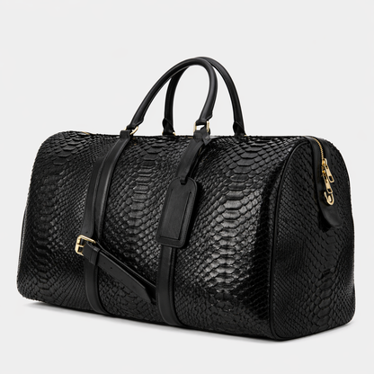 The Velar Black Hand-Painted Python Leather Weekender Bag