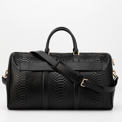 The Velar Black Hand-Painted Python Leather Weekender Bag