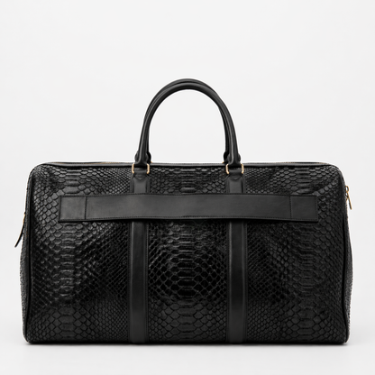 The Velar Black Hand-Painted Python Leather Weekender Bag