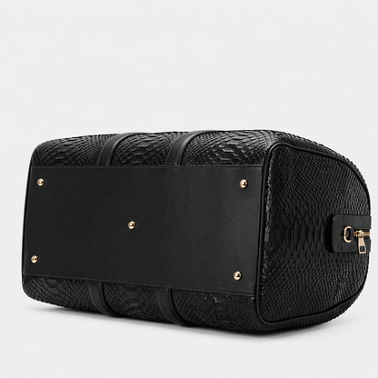 The Velar Black Hand-Painted Python Leather Weekender Bag