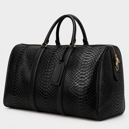 The Velar Black Hand-Painted Python Leather Weekender Bag