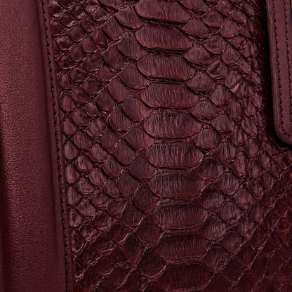 The Velar Burgundy Hand-Painted Python Leather Weekender Bag