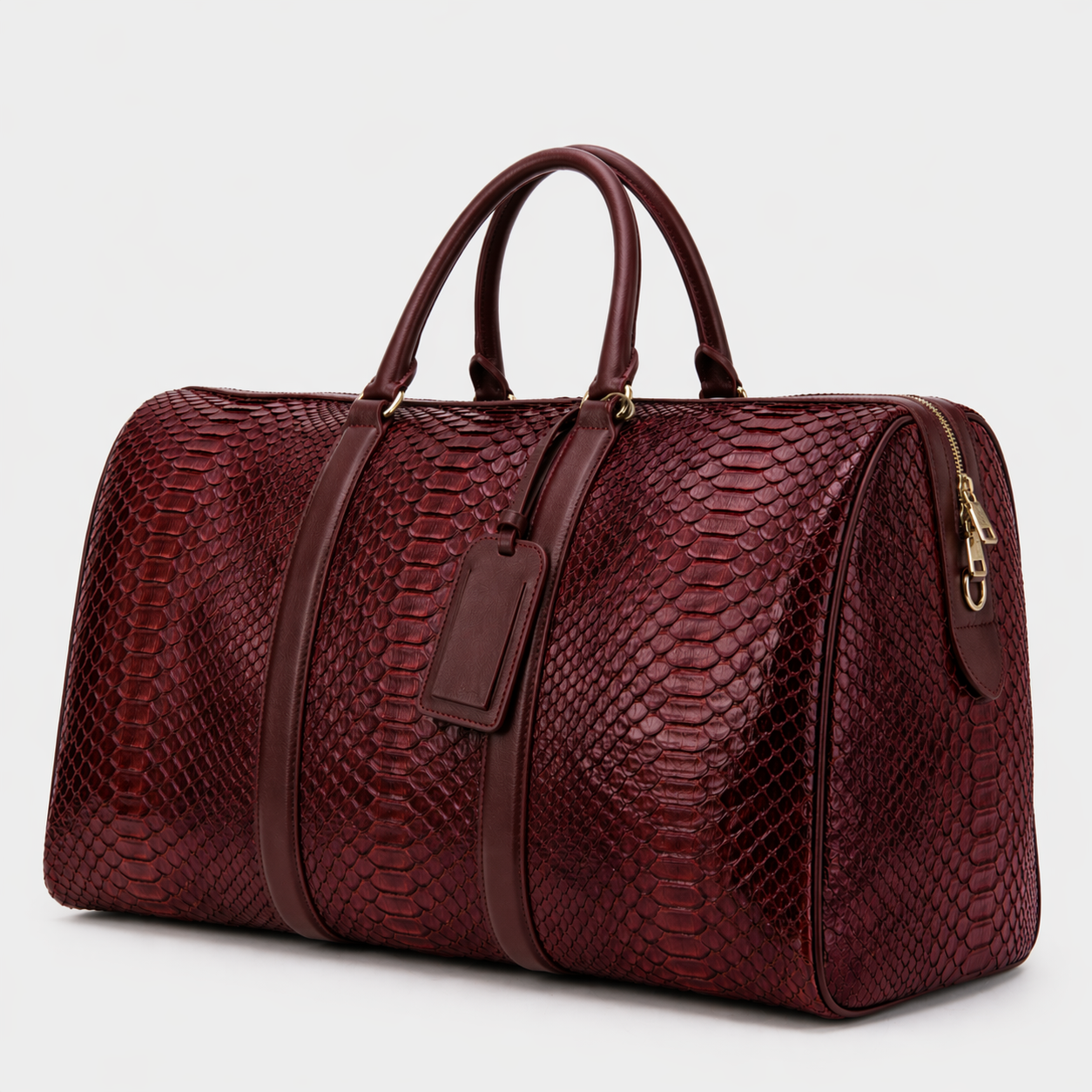 The Velar Burgundy Hand-Painted Python Leather Weekender Bag