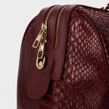 The Velar Burgundy Hand-Painted Python Leather Weekender Bag