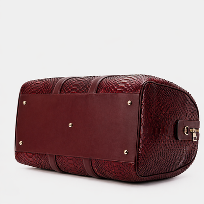 The Velar Burgundy Hand-Painted Python Leather Weekender Bag