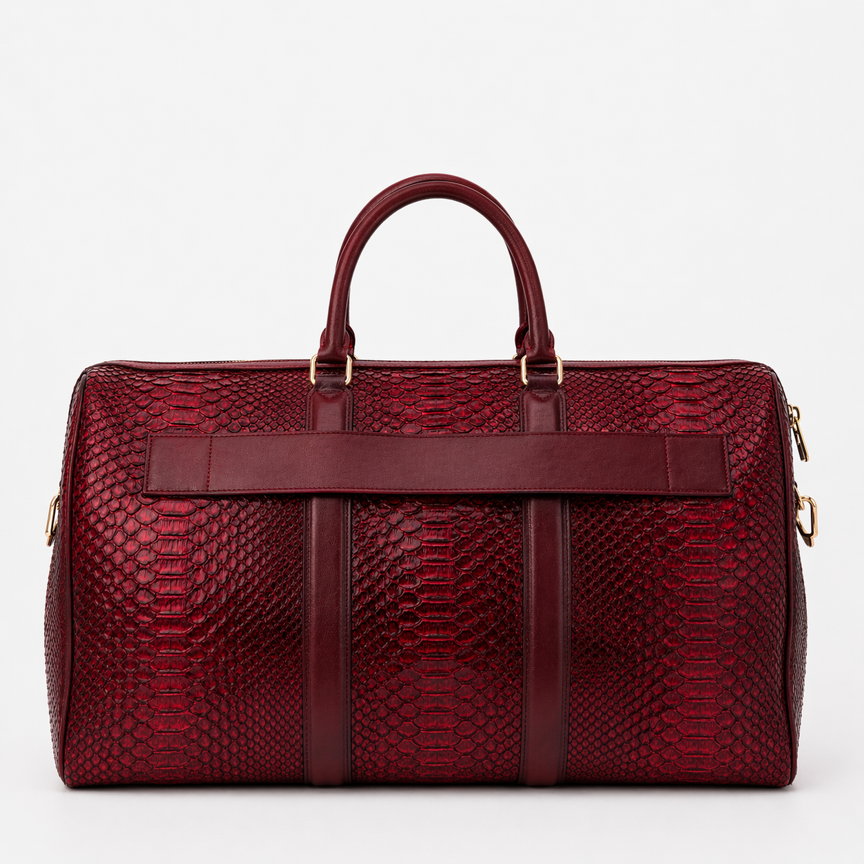 The Velar Burgundy Hand-Painted Python Leather Weekender Bag