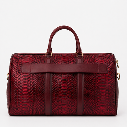 The Velar Burgundy Hand-Painted Python Leather Weekender Bag