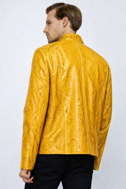 The Boss Pythn  Yellow Leather Men Jacket Exclusive Limited Edition