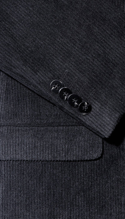 The Cordell Black 2pc Cotton Corduroy Notch Lapel Suit