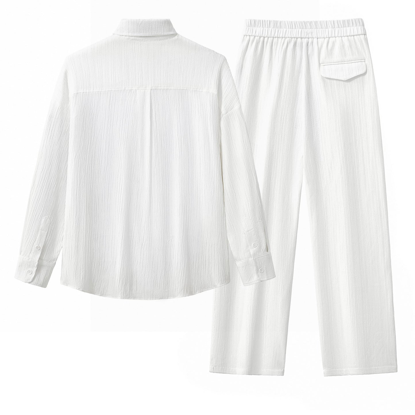 Crinkle Texture Shirt & Pant Set WHITE - My Men's Shop