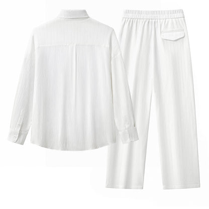 Crinkle Texture Shirt & Pant Set WHITE - My Men's Shop