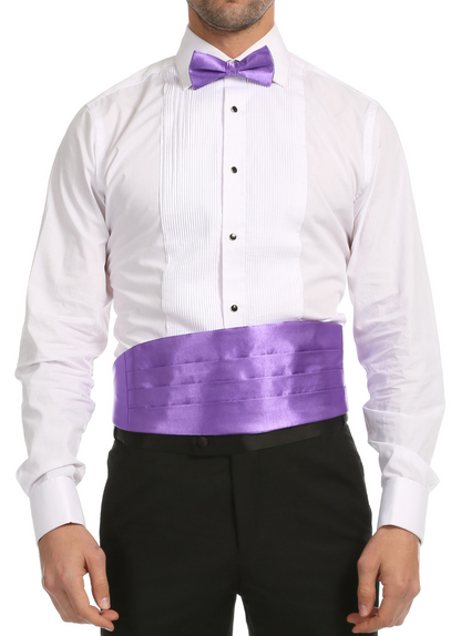 Men's Lilac Satin Cummerbund & Bow Tie Set – Adjustable Tuxedo Set