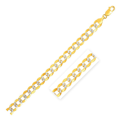 Cadena cubana de oro de dos tonos de 14k con pavé de 12.18 mm