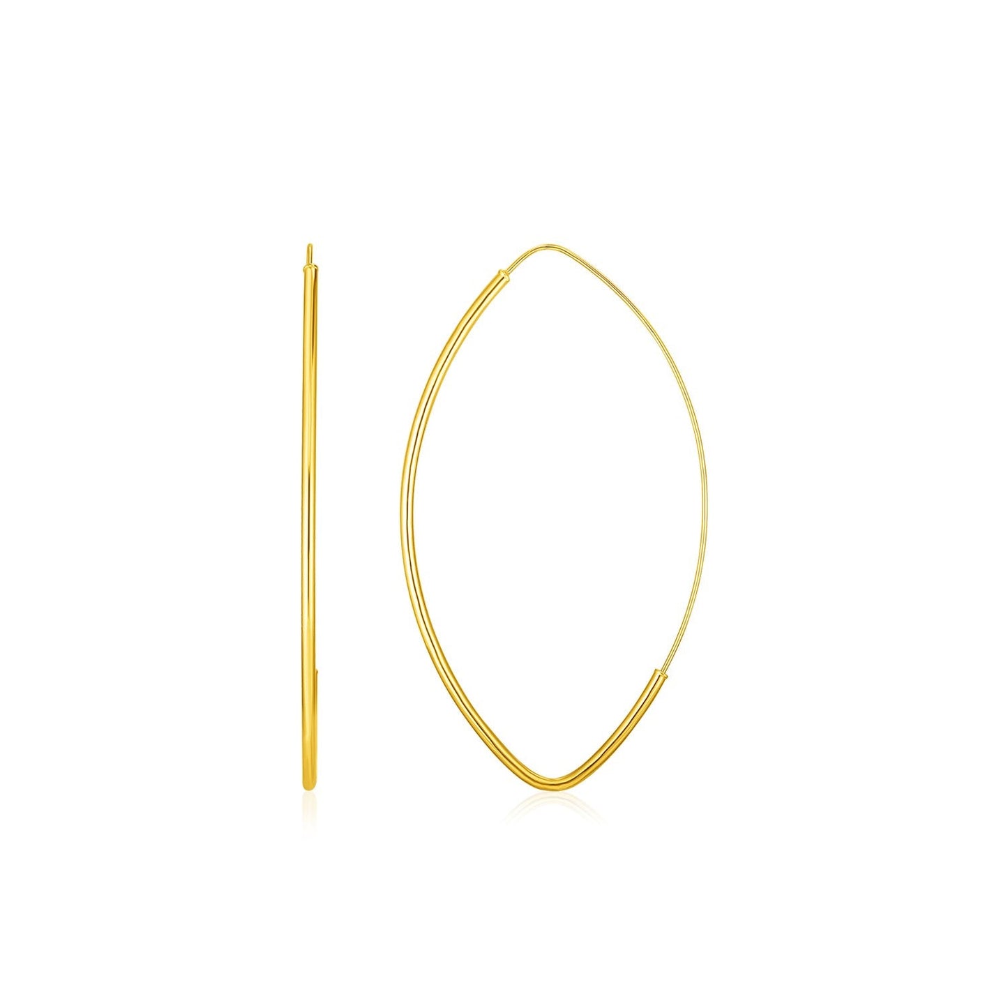 Pendientes largos de oro amarillo de 14k pulido con motivo marquesa