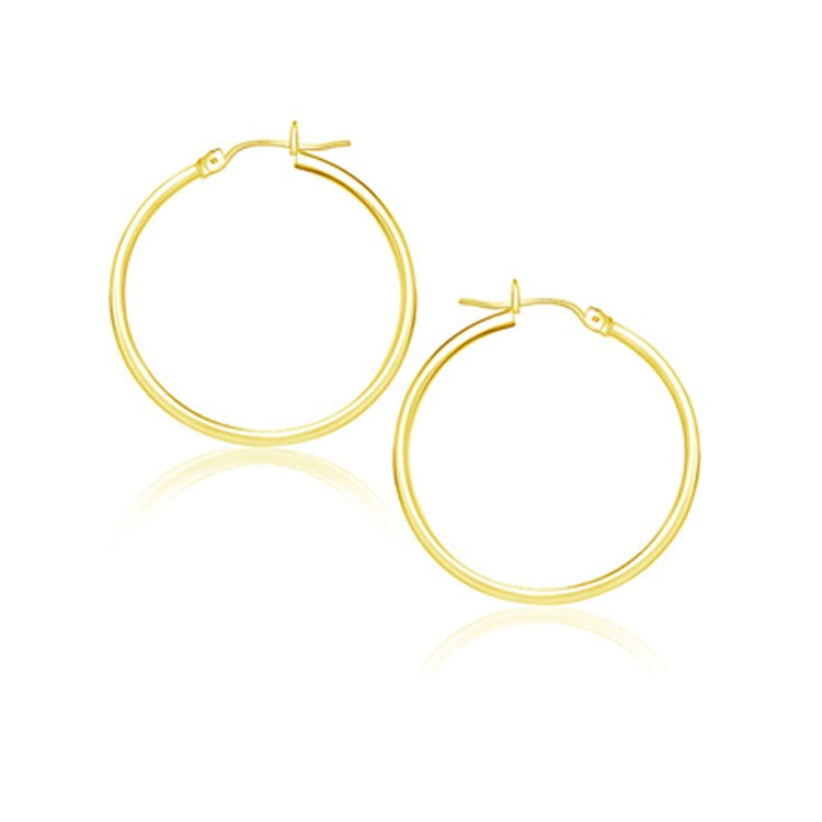 Pendientes de aro pulidos de oro amarillo de 14k (25 mm)