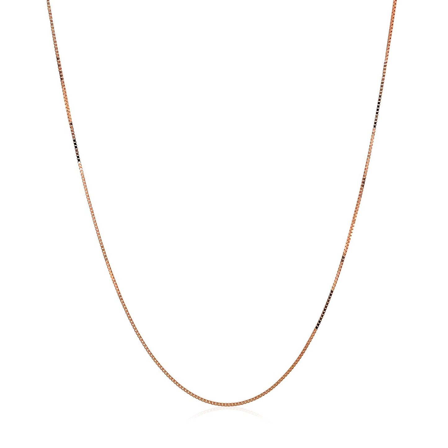 Cadena de caja clásica de oro rosa de 14k de 0.45 mm