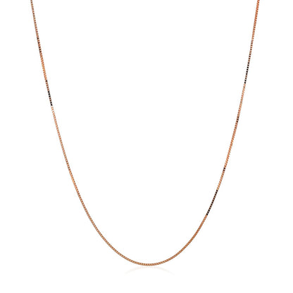 Cadena de caja clásica de oro rosa de 14k de 0.45 mm