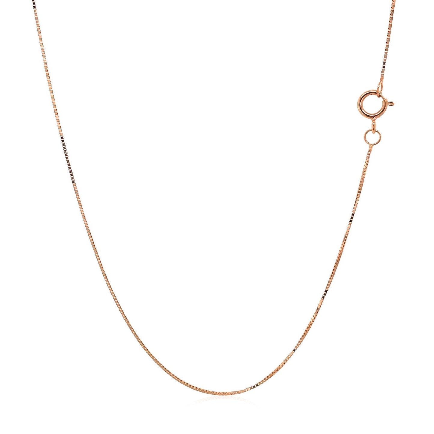Cadena de caja clásica de oro rosa de 14k de 0.45 mm