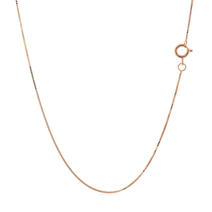 Cadena de caja clásica de oro rosa de 14k de 0.45 mm