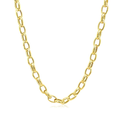 Cadena Rollo Ovalada de Oro Amarillo de 14k y 4.6mm
