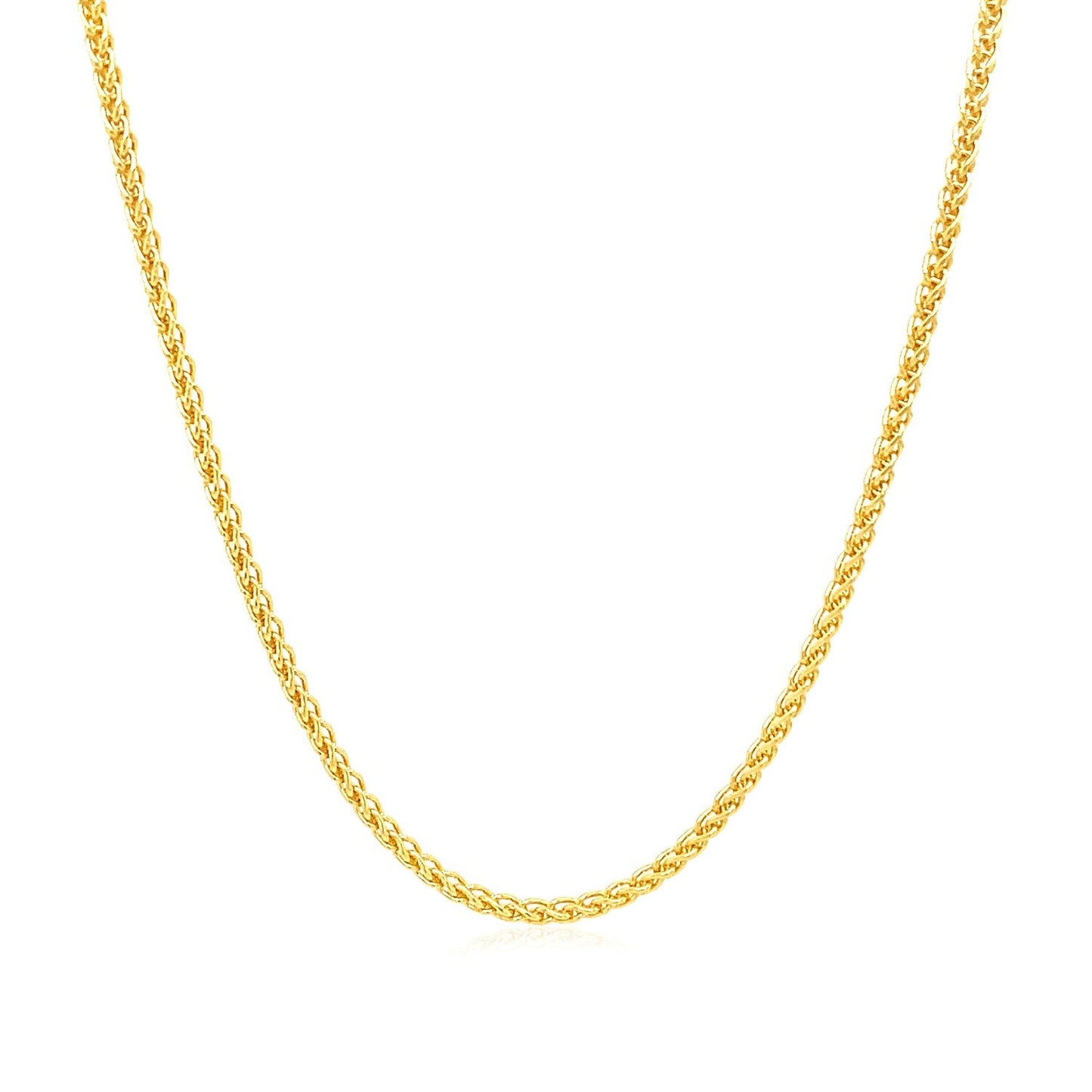 Cadena de trigo redonda de oro amarillo de 14k de 1.5mm