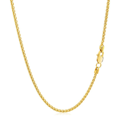 Cadena de trigo redonda de oro amarillo de 14k de 1.5mm
