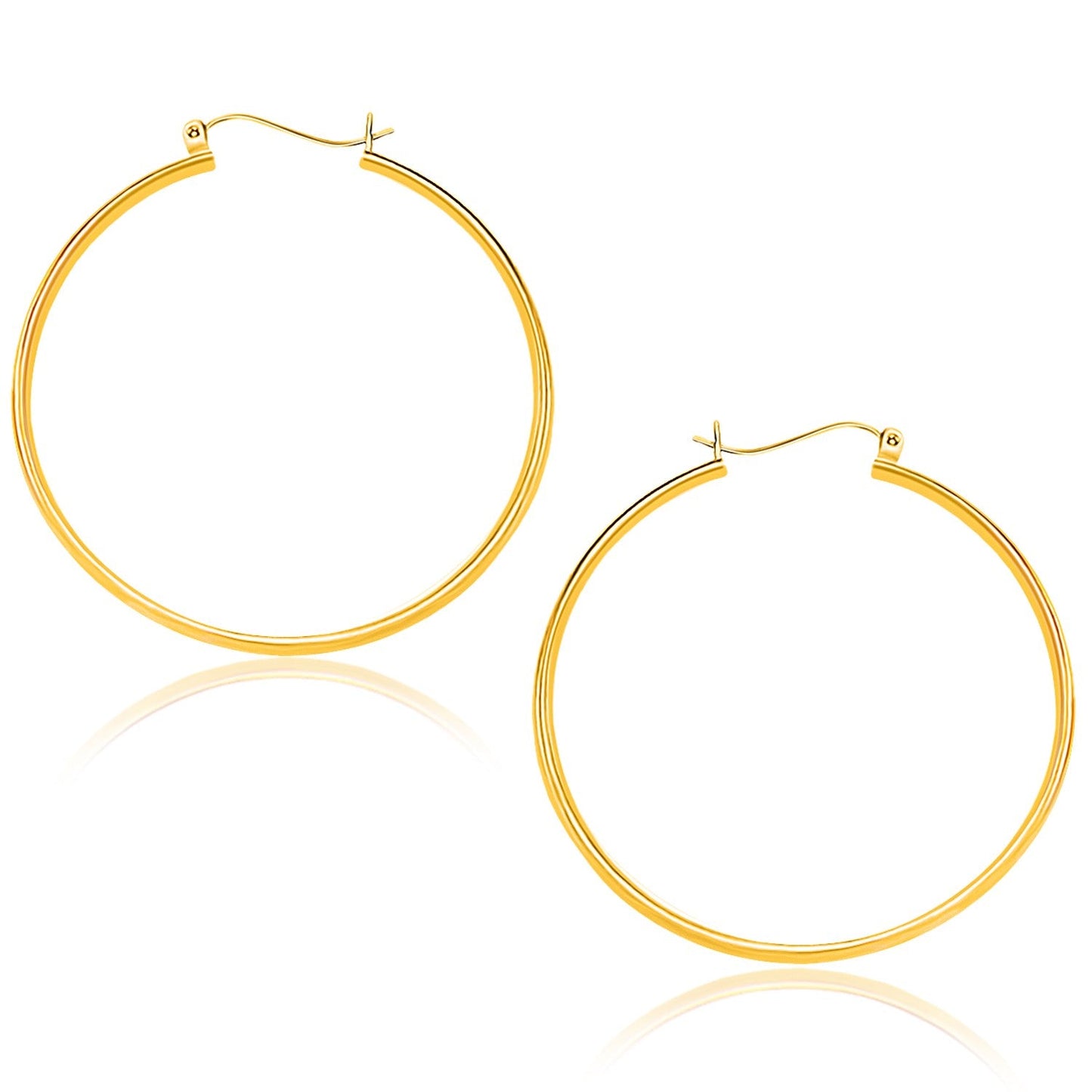 Aretes de aro pulidos de oro amarillo de 14k (40 mm)