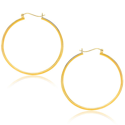 Aretes de aro pulidos de oro amarillo de 14k (40 mm)