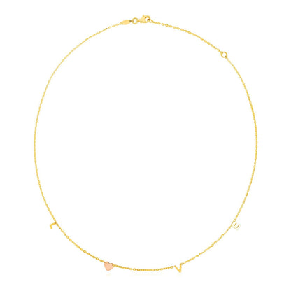 Collar de oro de 14 quilates de dos tonos con la palabra "Love"