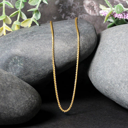 Cadena redonda de oro amarillo de 14k y 1.2mm