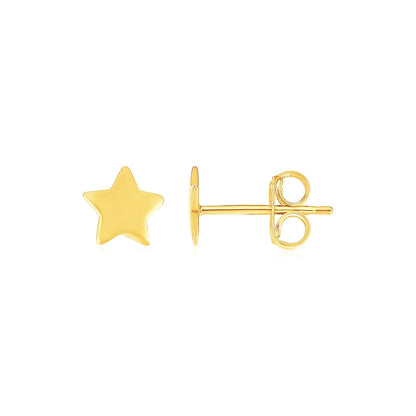 Pendientes de poste de oro amarillo de 14k con estrellas