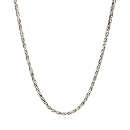 Cadena de trigo de plata de ley rodiada de 2,2 mm