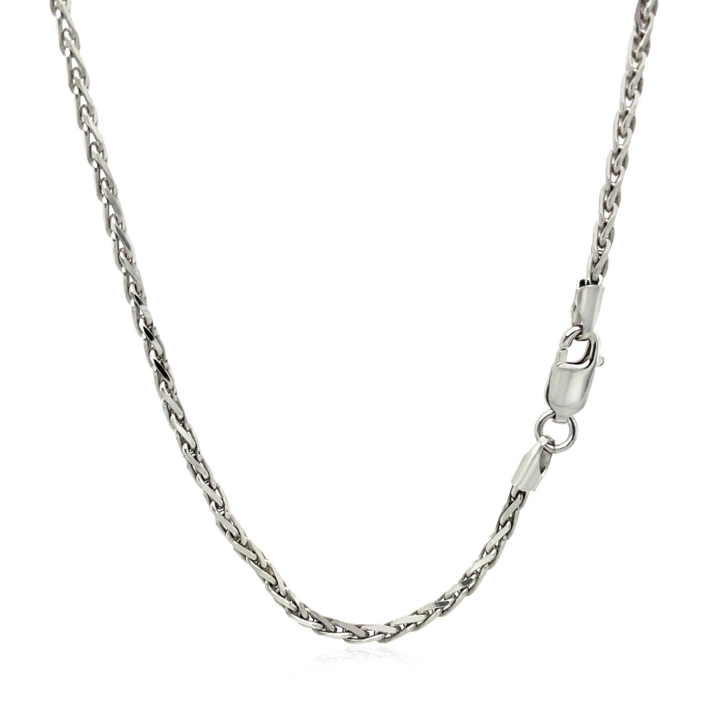 Cadena de trigo de plata de ley rodiada de 2,2 mm