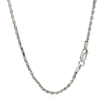 Cadena de trigo de plata de ley rodiada de 2,2 mm