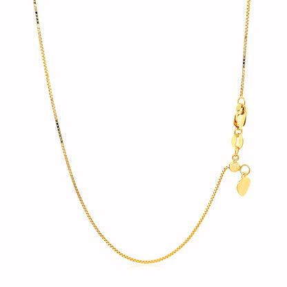 Cadena de caja ajustable de oro amarillo de 14k 0.7mm