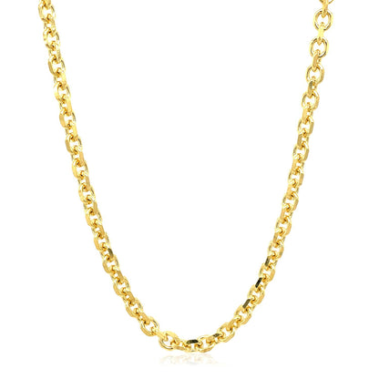 Cadena de eslabones de cable con corte de diamante de oro amarillo de 14k y 4,0 mm