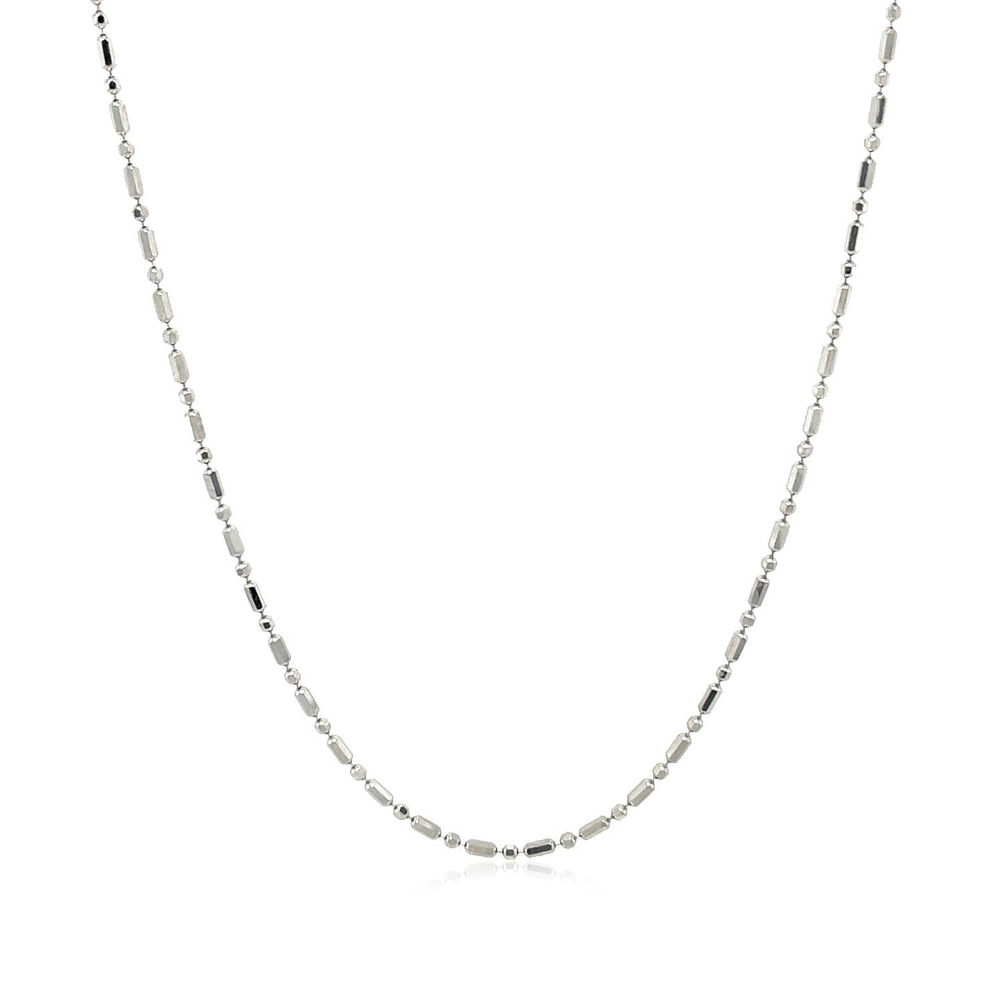 Cadena de cuentas alternadas con corte de diamante de oro blanco de 14k y 1.2 mm