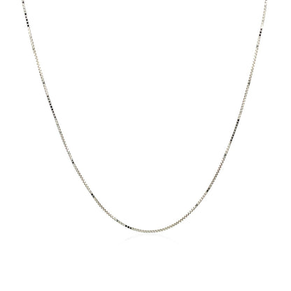 Cadena clásica de oro blanco de 14k, diseño Box, 0.6mm