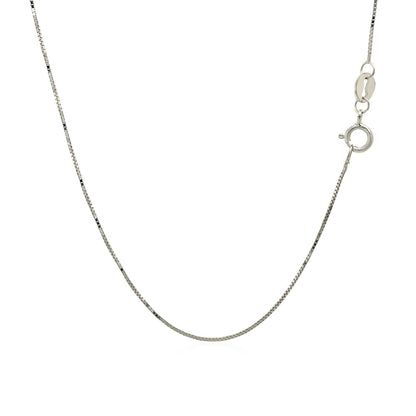 Cadena clásica de oro blanco de 14k, diseño Box, 0.6mm
