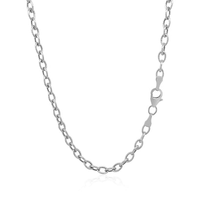 Cadena de oro blanco de 14k de 3,5 mm con eslabones texturizados
