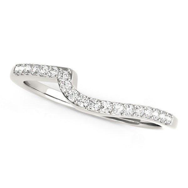 Anillo de boda con diamantes redondos y diseño curvo de oro blanco de 14 quilates (1/4 quilates en total)