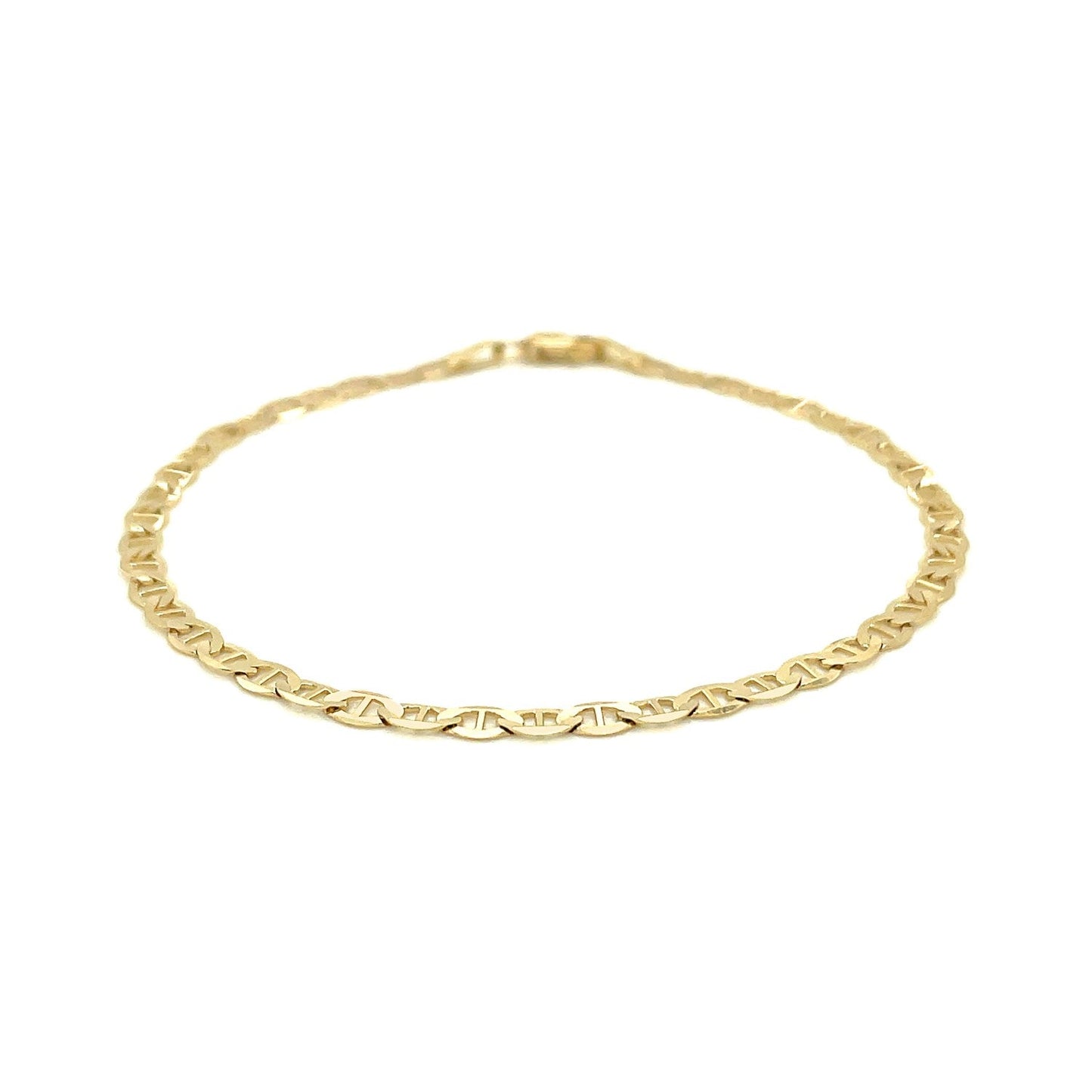 Tobillera de eslabones marineros de oro amarillo de 14k y 3.2mm