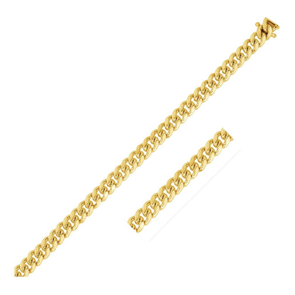 Pulsera sólida cubana Miami Clásica de 5.0mm de Oro Amarillo de 14k