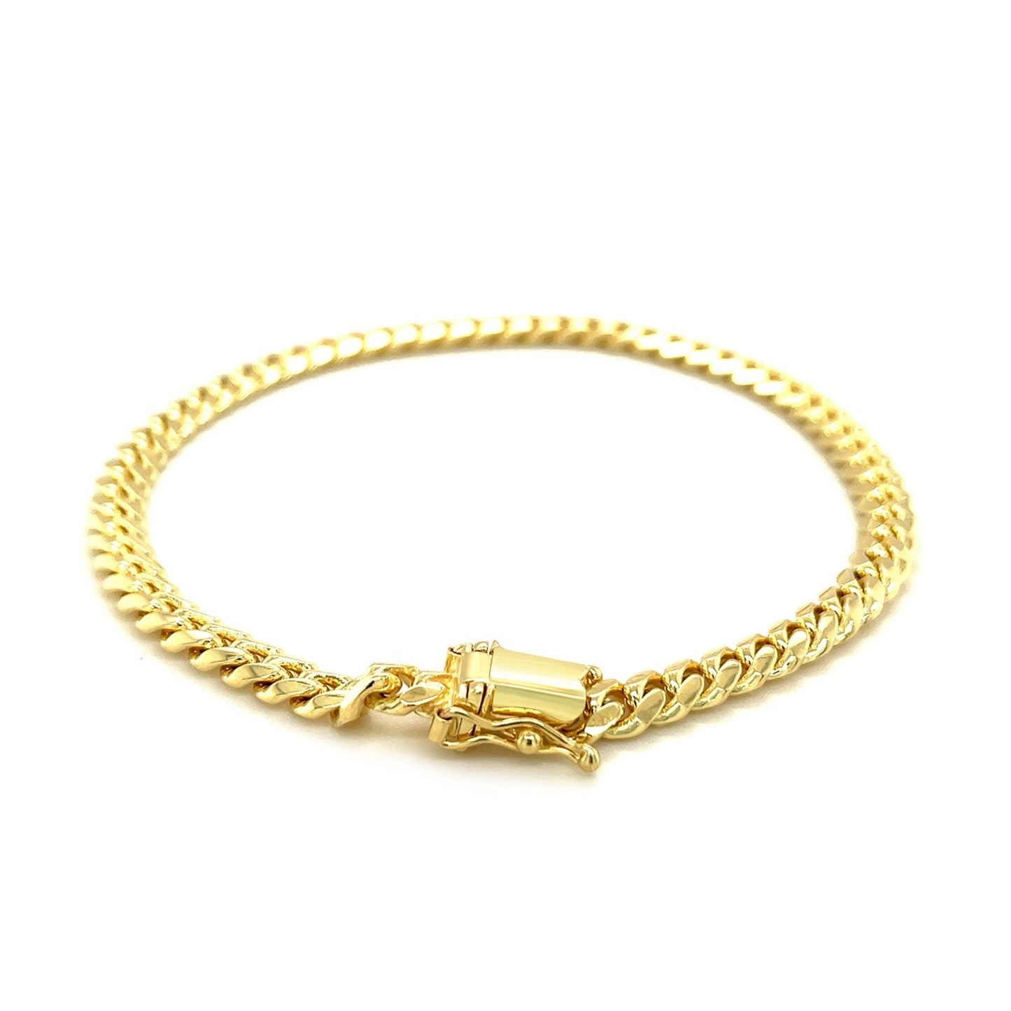 Pulsera sólida cubana Miami Clásica de 5.0mm de Oro Amarillo de 14k