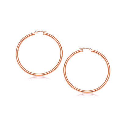 Pendientes de aro pulidos de oro rosa de 14k (25 mm)
