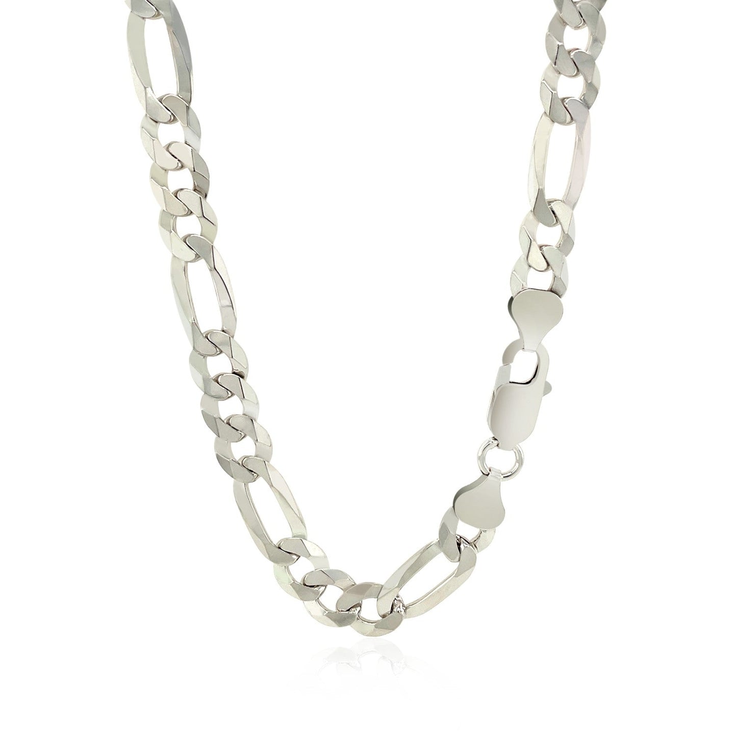 Cadena de plata esterlina de 8.1mm estilo fígaro con baño de rodio