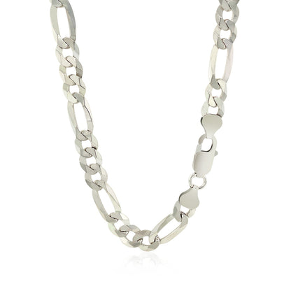 Cadena de plata esterlina de 8.1mm estilo fígaro con baño de rodio